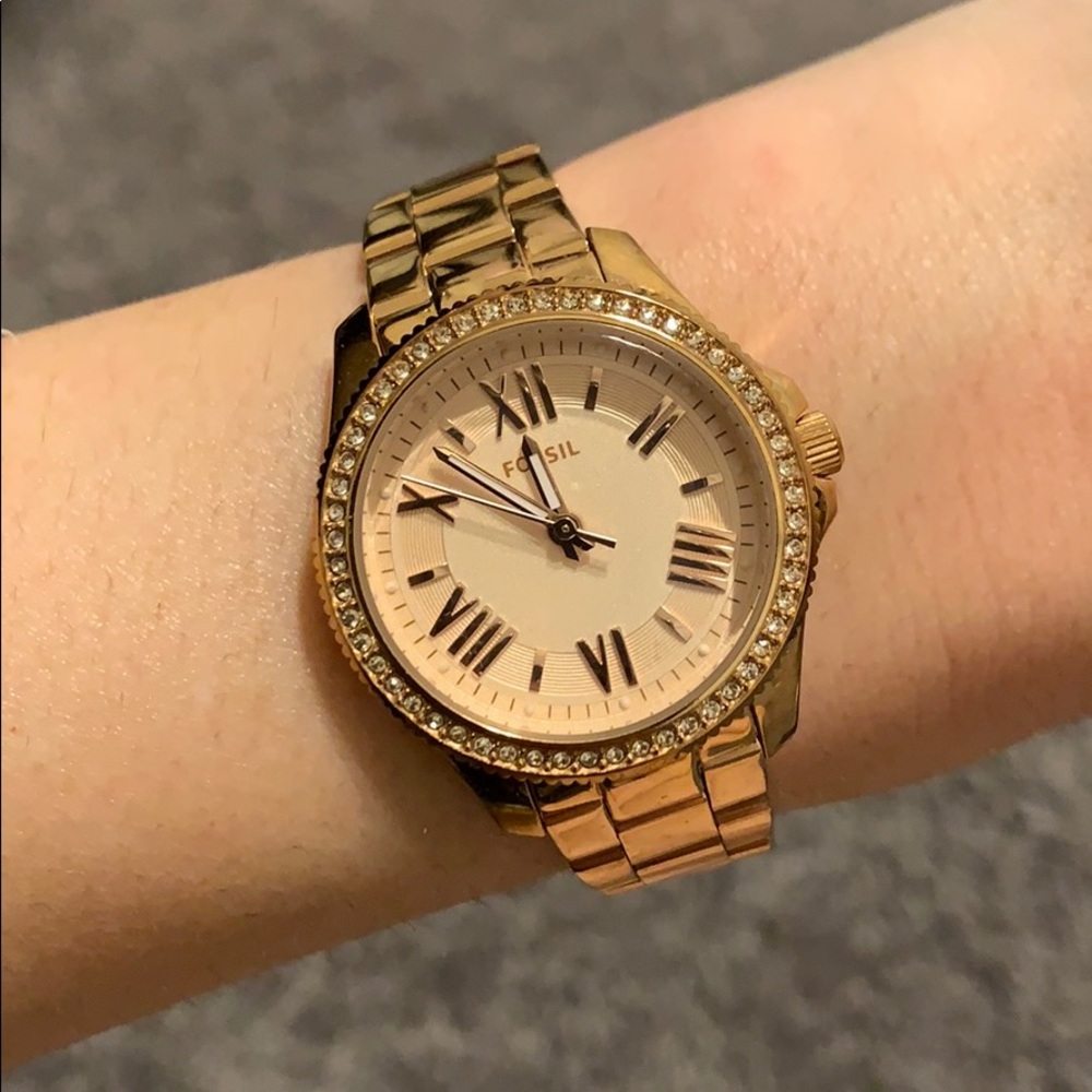 Gold fossil watch